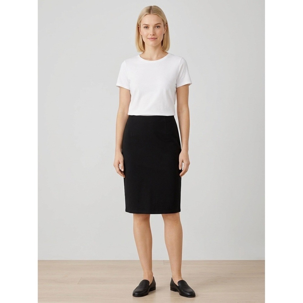 Eileen Fisher Woman Black Washable Stretch Crepe Pencil Skirt Plus Size 3X NEW